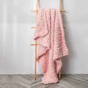 CottonMore Soft Knitted Chenille Chunky Yarn Blanket Throw Rug 130x160cm - Pink