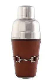 Pewter Snaffle Bit & Leather Cocktail Shaker by Vagabond House Horses NIB
