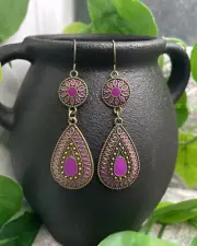 3” Bronze-tone Earring Set Bohemian Retro Drop Dangle New Free Ship B1080