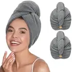 2 Pack Microfiber Hair Towel Wrap for Women Curly Long Hair Super Absorbent H...