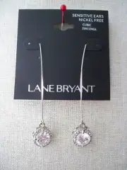 Lane Bryant Cubic Zirconia Dangle Long Wire Hook Pierced Earrings