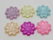 1000 Mixed Color Acrylic Pearl FlatBack Sunflower Cabochon 13mm Scrapbook Craft