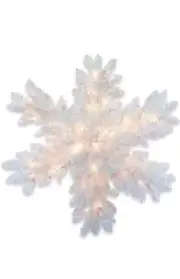 32 Inch White Iridescent Tinsel Snowflake Battery Operated Warm White LED Light