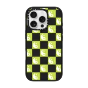 iPhone 16 Pro Impact Case MagSafe Compatible Yin Yang Check Mate - Neon Green