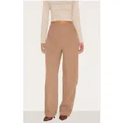 Mushroom Pintuck Waistband Zip Front Tailored Pants, Mushroom