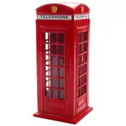 Metal Red British English London Telephone Booth Bank Coin Bank Saving Pot B5O9