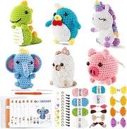 XuanMei GR Crochet Kit for Beginners Adults Kids Girls Amigurumi Animal Craft Knitting Starter kit Step by Step Video Tutorial 6 Patterns