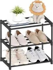 3 Tier Small Shoe Rack Narrow Stackable Shoe Shelf for Kids Toddler Adult Ligh..