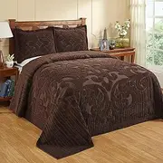 Better Trends Ashton Bedding Set Collection is Super Soft and Light Weight in Medallion Design 100% Cotton Tufted Machine Washable Tumble Dry, King Bedspread, Chocolate