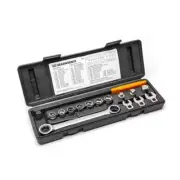 Ratcheting Wrench Serpentine Belt Tool and Socket Set (15-Piece)