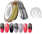 JIAHAO 2Pcs Gold/Silver Rolls Striping Tape Line Nail Art Tips Decoration Sticker