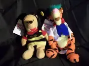 DISNEY STORE LOT OF 2 BEAN BAG Plush TOY BUMBLE BEE WINNIE THE POOH & TIGGER NWT