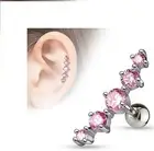 Curve 5 Gems 316L Surgical Steel Tragus /Cartilage Stud (Sold by Piece)
