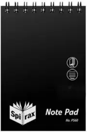 Spirax Top Opening 5 Mm Ruling PP Cover Pocket Notebook, 96 Pages, Black