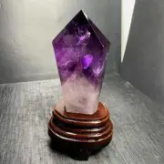 Top Natural amethyst Quartz obelisk Crystals Tower Point Wand Reiki Gmes 0.68LB