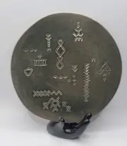 New Fringe Studio Marks Stamped Charcoal Glazed Artisan Stoneware Plate • 8"