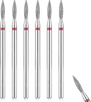 Sibba Pack of 6 Cuticle Drill Bits Flame Stainless Steel Bit with Case for Manicure Pedicure Diamond Drill Polishing File Grinding Heads Tools Metal Carbide Remover Set Acrylic Gel Nails