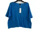 Eileen Fisher Organic Linen Cotton Jewel Neck Top Calypso Blue L NWT $178