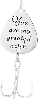 WHAMVOX Creative Stainless Steel Fishing Lures with Treble Hooks Unique for Outdoor Fishing You are My Greatest Catch Pattern Tackle Accessory