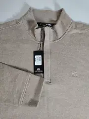 Travis Matthew Mens XL Hideaway Brown Long Sleeve 1/4 Zip Pullover