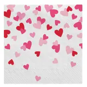 Valentine's Day Confetti Hearts Beverage Napkins 16 Pack