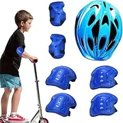 Keyubria Kids Helmet Set | Kids' Cycling Helmet Knee Elbow Pads with Wrist Guards | Protective Sports Safety Equipment for Rollerblading Skating Cycling Scooters Riding