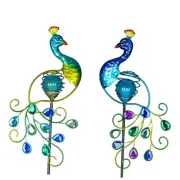 Garden Solar Lights Decorative, 2 Pack Metal Peacock Solar Lights Stake for