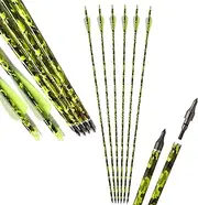 TOPARCHERY 30 inch Carbon Arrows for Compound Bow Recurve Bow Long Bow, Suitable for Archery Hunting Shooting Practice, Camouflage