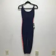 Fourlaps Navy Blue Adjustable Cami Strap Scoop Neck Elevate Jumpsuit M $128 New