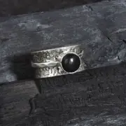 925 Sterling Silver Black Shungite Healing Stone Spinner Ring Gift For Christmas