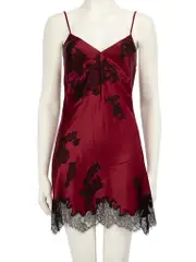 Burgundy Silk Lace Slip Dress