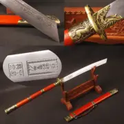 Kangxi Emperor Dragon broadsword Sabre Chinese Sword Folded steel blade Red Wood
