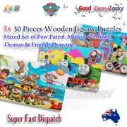 3x Thick Wooden Jigsaw Puzzles 30-Piece Paw Patrol Thomas &Friends Mickey &Minne