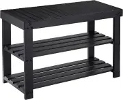 Bamboo Shoe Rack Bench, 3 Tier Sturdy Shoe Organizer, Storage Shoe Shelf, Holds