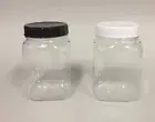 12-80pcs Plastic Storage Container Jars White / black Lid Screw Top Square 200ml
