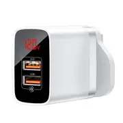 Mirror Lake Dual USB QC Digital Display Quick UK Charger for iPhone 11 Pro XR X WHITE COLOR
