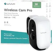 WUUK Add-on Outdoor Security Camera Wireless, Surveillance Cameras w/Home Security Camera System, 2K WiFi Pet Camera, IP67 Waterproof, Color Night Vision, Compatible with Alexa, Base Station Required