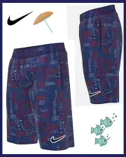 Nike Boys S Mash-Up Volley Short Swim Trunks Board Shorts Blue Red Logo