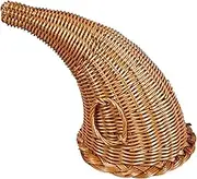 Cornucopia Basket Centerpiece 11 Inch Height Christmas Cornucopia Centerpiece Horn Shape Weaven Basket Table Decorations for Fall Harvest Thanksgiving Decor