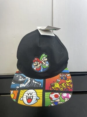 SUPER MARIO LUIGI Boys/Youth Flat Bill Baseball Cap Snapback Gamer Hat Ages 4-12