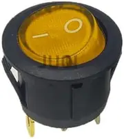 EKSIL 4Pcs KCD1 Round 220V/12V Red, Yellow and Blue Green 3Pin SPDT ON/Off Rocker Power Switch AC 125V/10A 250V/6A with Light(Yellow,12V)