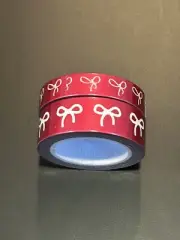 NEW Simply Gilded Bright Red Berry Metallic w White washi tape rolls 10 15 mm
