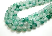 Cloudy White Green Agate Faceted Round 10mm Gemstone Beads - RNF131B