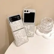 Bow Faux Pearl Phone Case - Samsung White - Samsung Z Flip 4