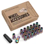 20Pcs Neochrome 12X1.25 Extended Tuner Lug Nuts - Open End, Cone Taper Acorn Sea