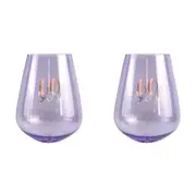 2PK 60th Birthday 13cm/600ml Stemless Wine Glass Cocktail Cup w/ Rose Gold Decal