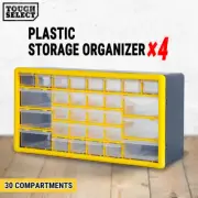 4× Tool Storage Cabinet Parts Organiser 30 Drawers Bin Plastic Garage Screw Case