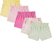 [Laura Ashley] Girls' 5-Pack Shorts - Soft & Stylish Essentials for Toddlers and Little Girls (12M-4Y)
