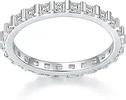 [MINDDHA] 14K Gold Plated Rings- Simulated Diamond Stackable Eternity Bands/Silver Rings, Gold Rings for Women/Stacking Rings for Oura Gen 4/Gen 3-2mm Band Size 4-12