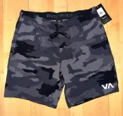 New Mens RVCA Trainer Athletic CrossFit Shorts Black Camo Sz M